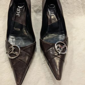 Dior Brown Leather Kitten Heels
